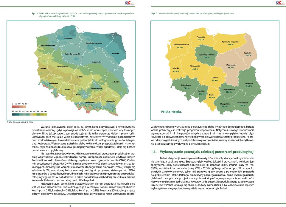 2004; Warunki klimatyczne, obok gleb, są czynnikiem decydującym o wykorzystaniu przestrzeni rolniczej, gdyż wpływają na dobór roślin uprawnych i poziom uzyskiwanych plonów.