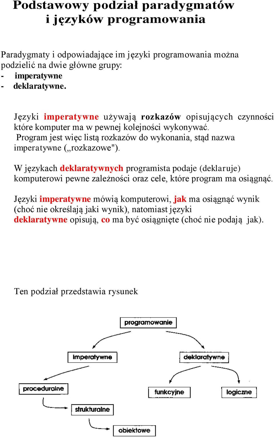 Program jest więc listą rozkazów do wykonania, stąd nazwa imperatywne ( rozkazowe").