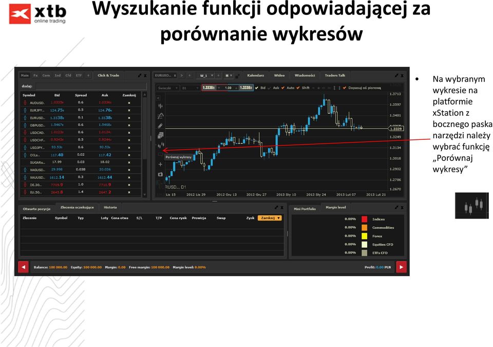 na platformie xstation z bocznego paska