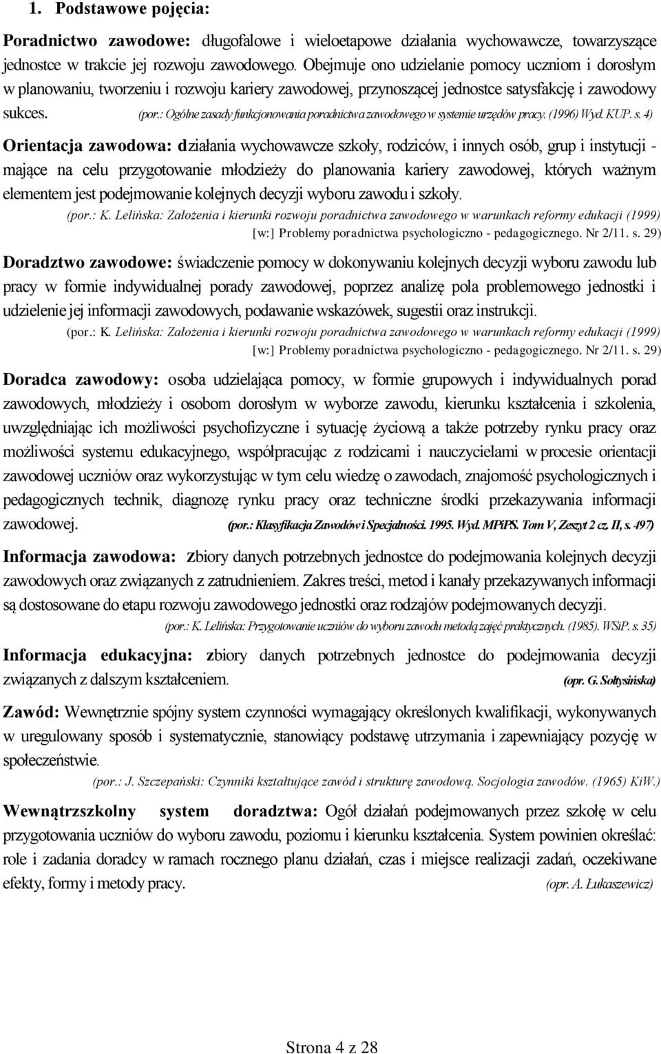 : Ogólne zasady funkcjonowania poradnictwa zawodowego w sy