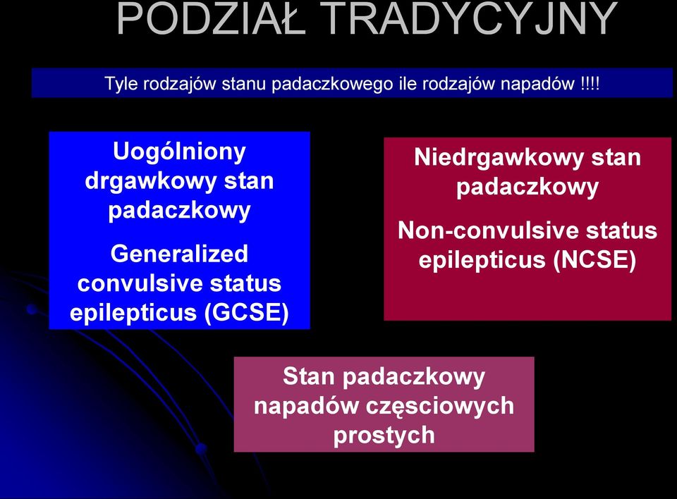 !!! Uogólniony drgawkowy stan padaczkowy Generalized convulsive