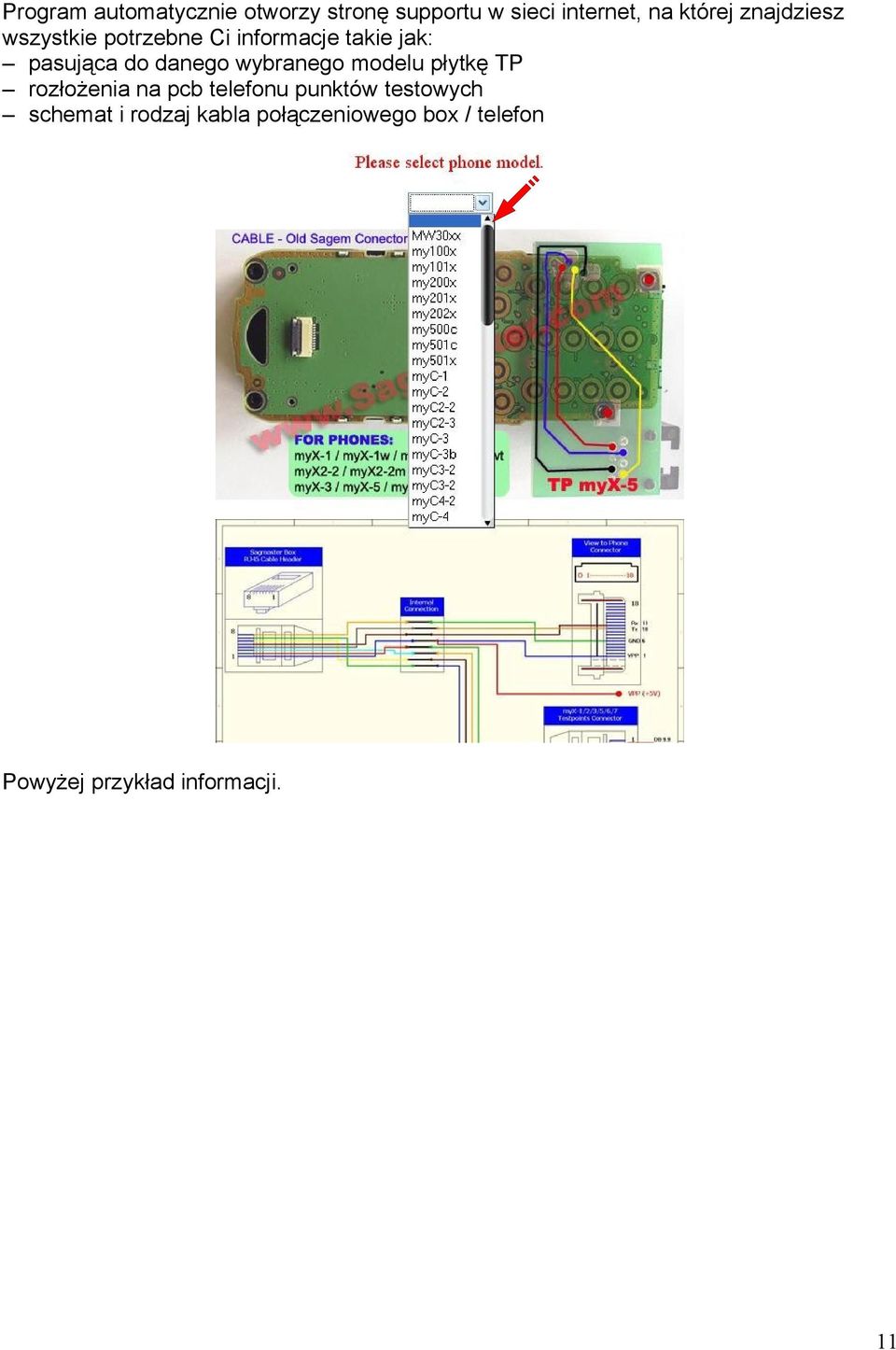 wybranego modelu płytkę TP rozłożenia na pcb telefonu punktów testowych