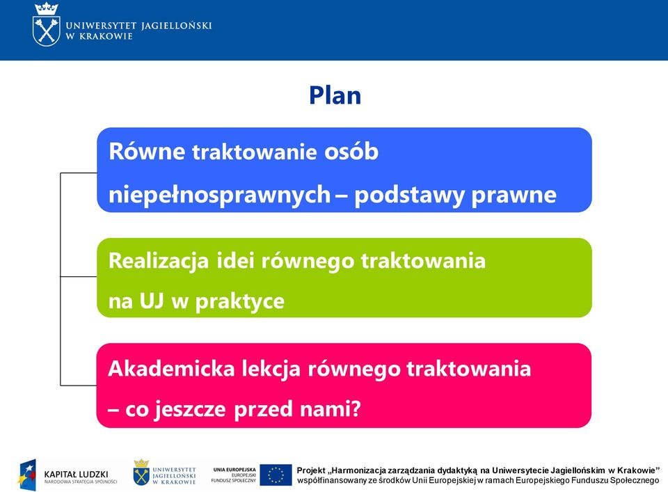 Realizacja idei równego traktowania na UJ w