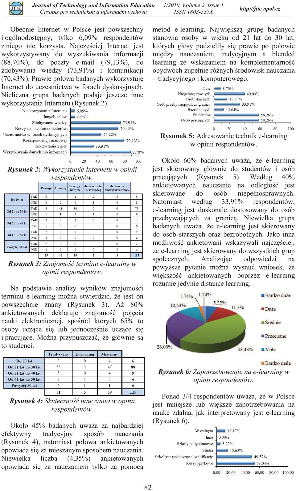 Prawie połowa badanych wykorzystuje Internet do uczestnictwa w forach dyskusyjnych. Nieliczna grupa badanych podaje jeszcze inne wykorzystania Internetu (Rysunek 2). metod e-learning.