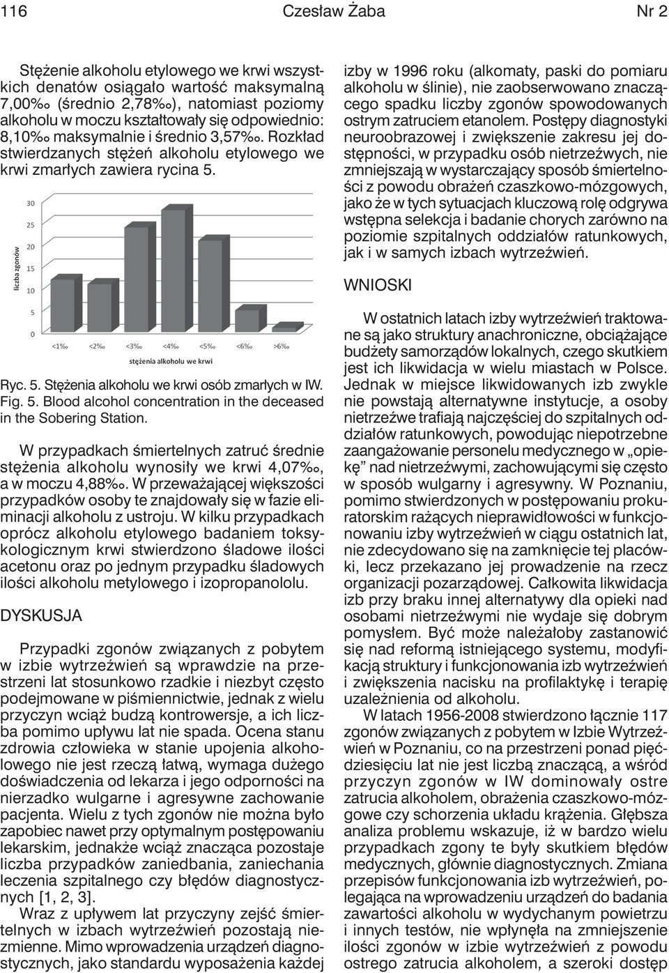 izby w 1996 roku (alkomaty, paski do pomiaru alkoholu w ślinie), nie zaobserwowano znaczącego spadku liczby zgonów spowodowanych ostrym zatruciem etanolem.