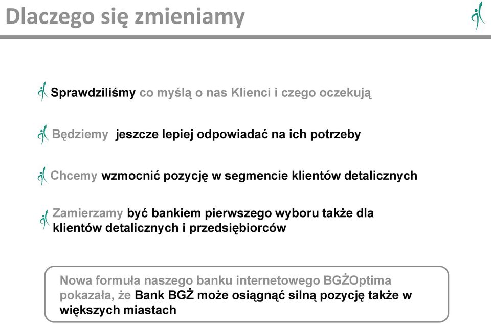 bankiem pierwszego wyboru także dla klientów detalicznych i przedsiębiorców Nowa formuła naszego