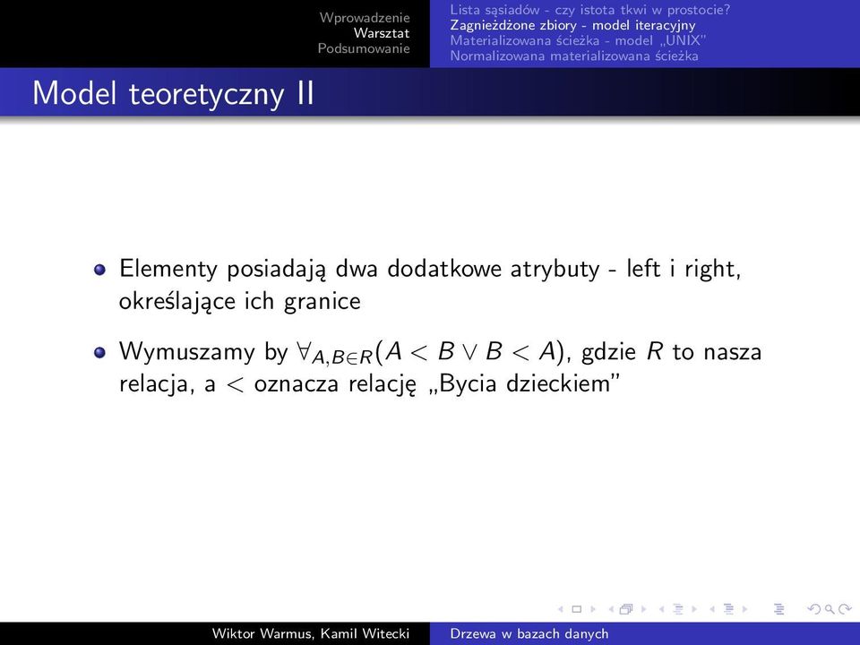 ich granice Wymuszamy by A,B R (A < B B < A),