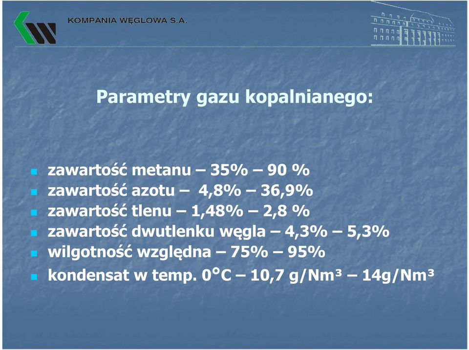 2,8 % zawartość dwutlenku węgla 4,3% 5,3% wilgotność