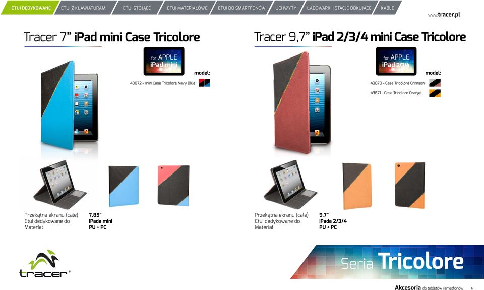 Tricolore Orange Przekątna ekranu (cale) 7,85 Etui dedykowane do ipada mini PU + PC Przekątna ekranu