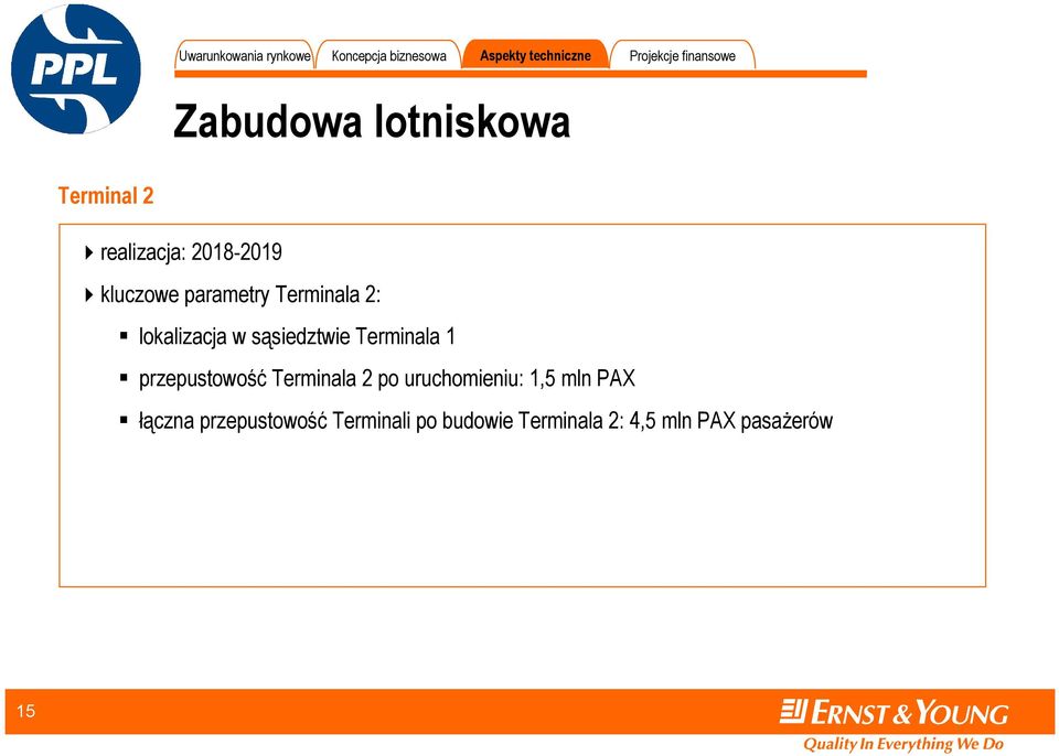 przepustowość Terminala 2 po uruchomieniu: 1,5 mln PAX łączna