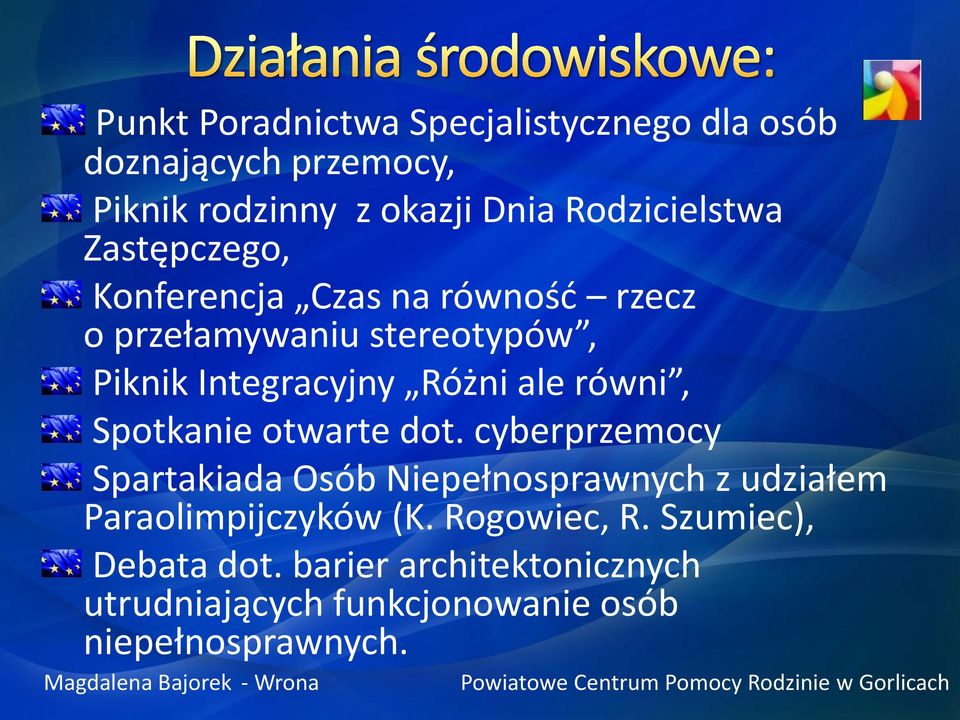 równi, Spotkanie otwarte dot. cyberprzemocy Spartakiada Osób Niepełnosprawnych z udziałem Paraolimpijczyków (K.