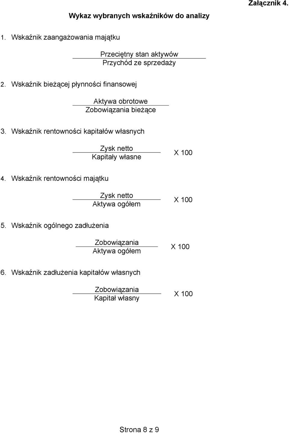 Wskaźnik bieżącej płynności finansowej Aktywa obrotowe Zobowiązania bieżące 3.