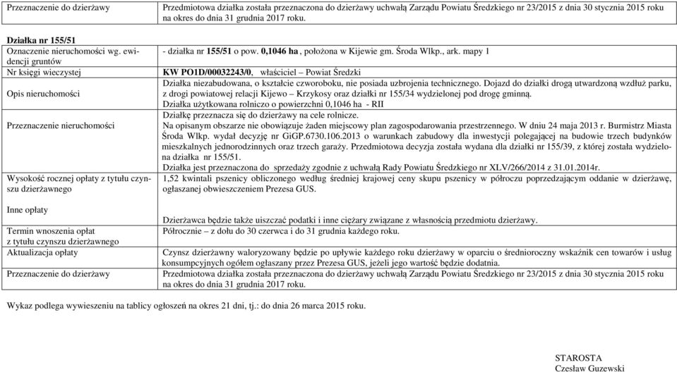 mapy 1 Działka niezabudowana, o kształcie czworoboku, nie posiada uzbrojenia technicznego.