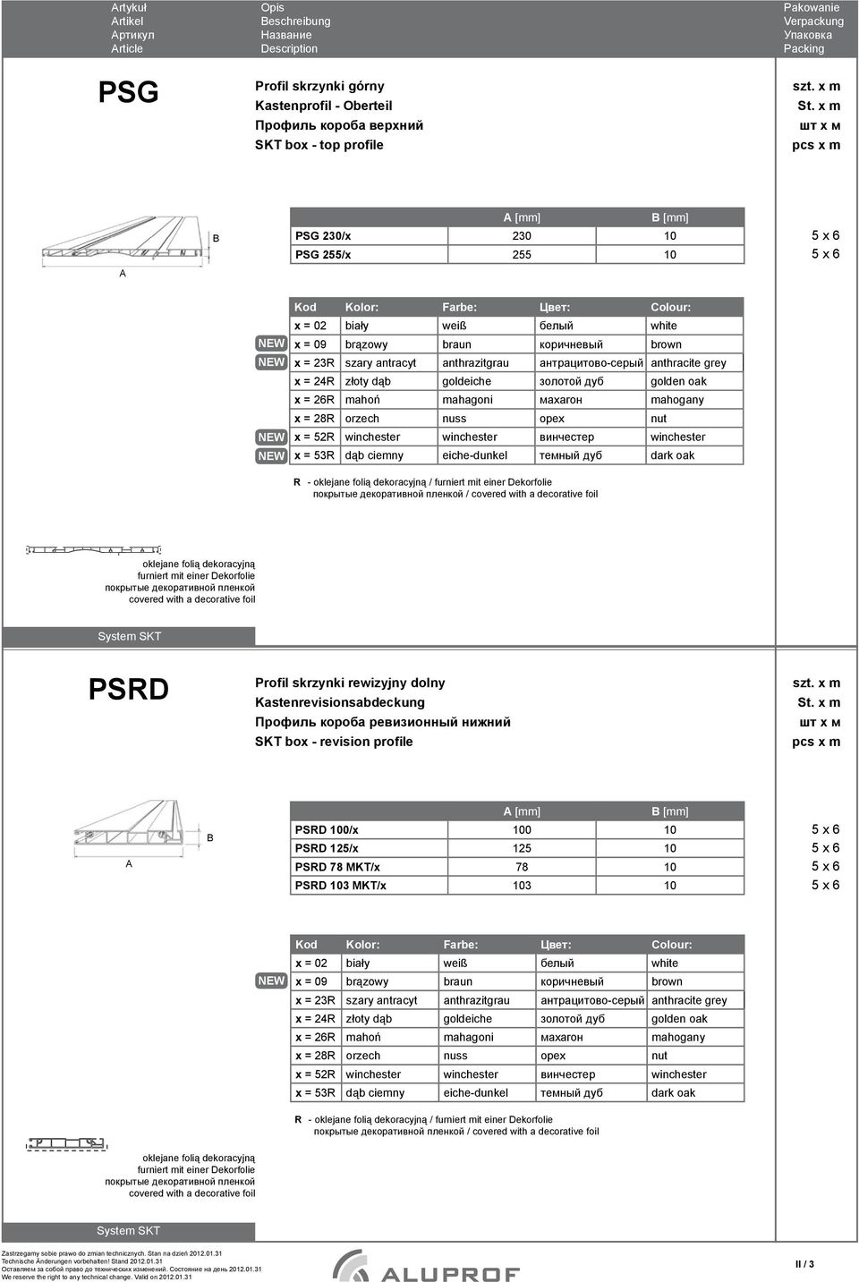 dolny Kastenrevisionsabdeckung Профиль короба ревизионный нижний SKT box - revision profile [mm] [mm] PSRD 100/x 100 10 PSRD 1/x 1 10 PSRD 78 MKT/x 78 10 PSRD 103 MKT/x 103 10