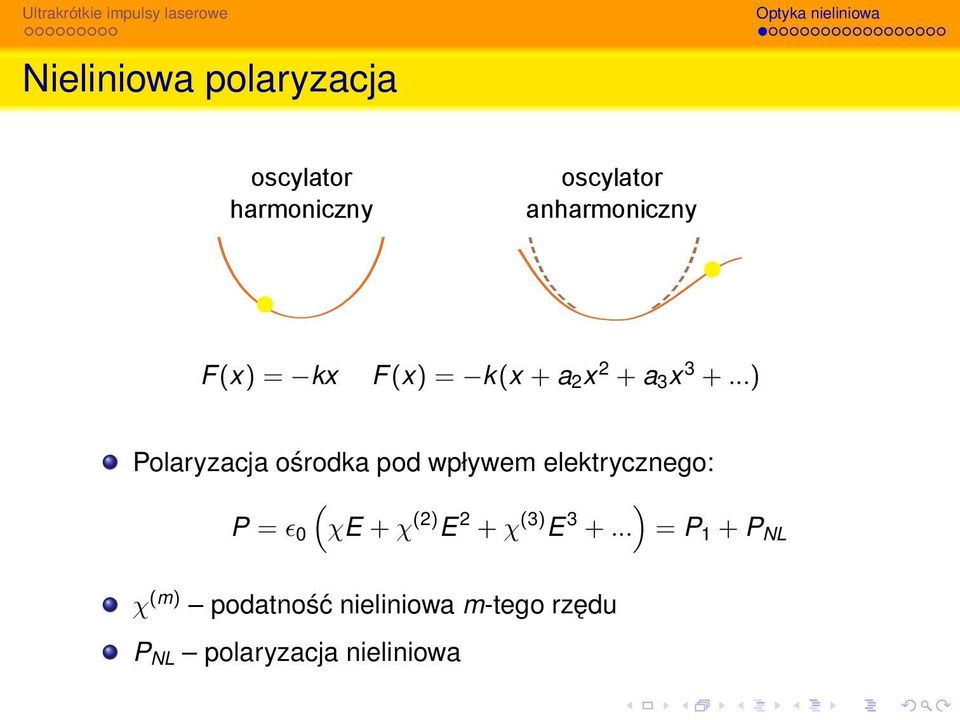 ..) Polaryzacja ośrodka pod wpływem elektrycznego: ) P = ɛ 0 (χe + χ