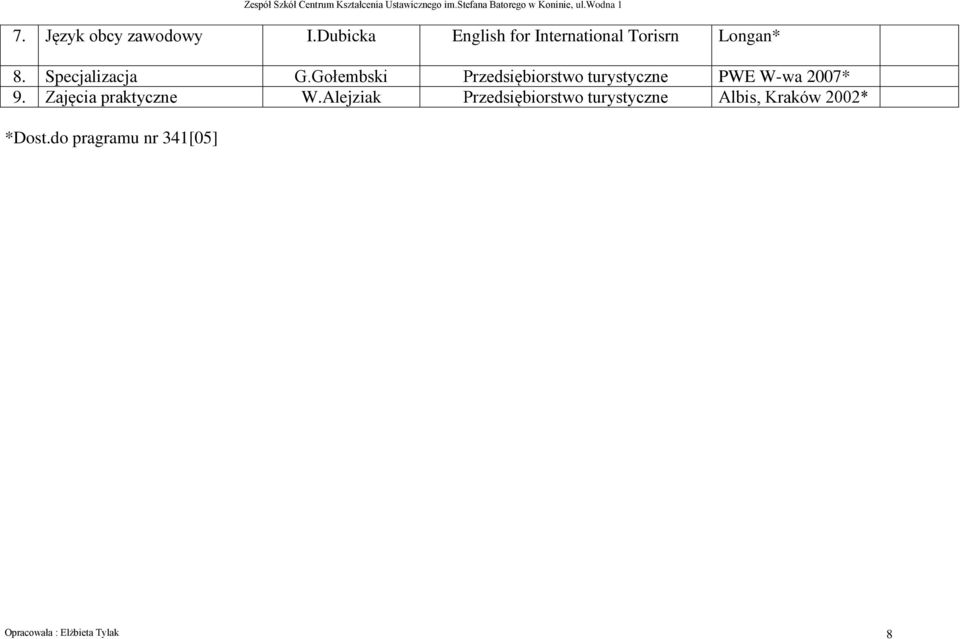 Gołembski Przedsiębiorstwo turystyczne PWE W-wa 2007* 9.