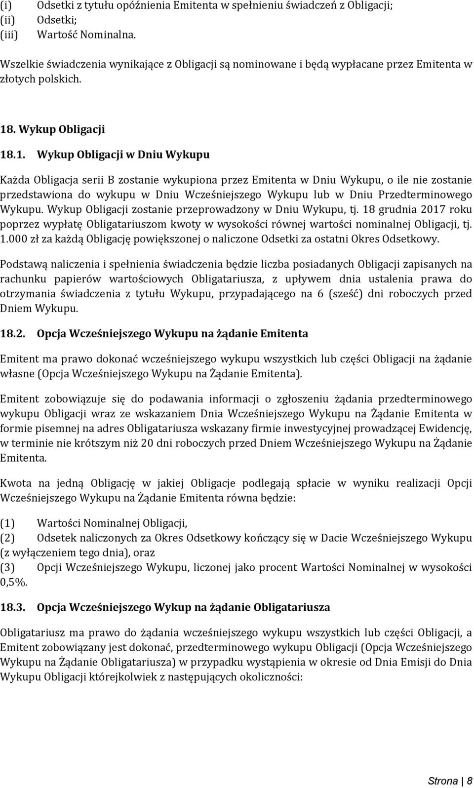 . Wykup Obligacji 18