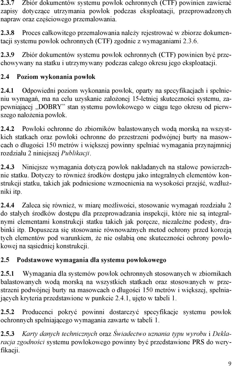 Poziom wykonania powłok 2.4.