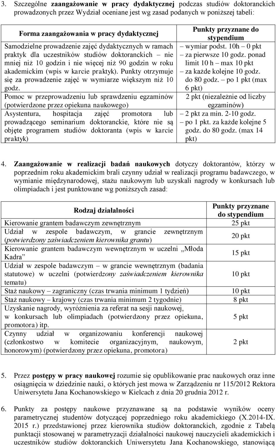 Punkty otrzymuje się za prowadzenie zajęć w wymiarze większym niż 10 godz.