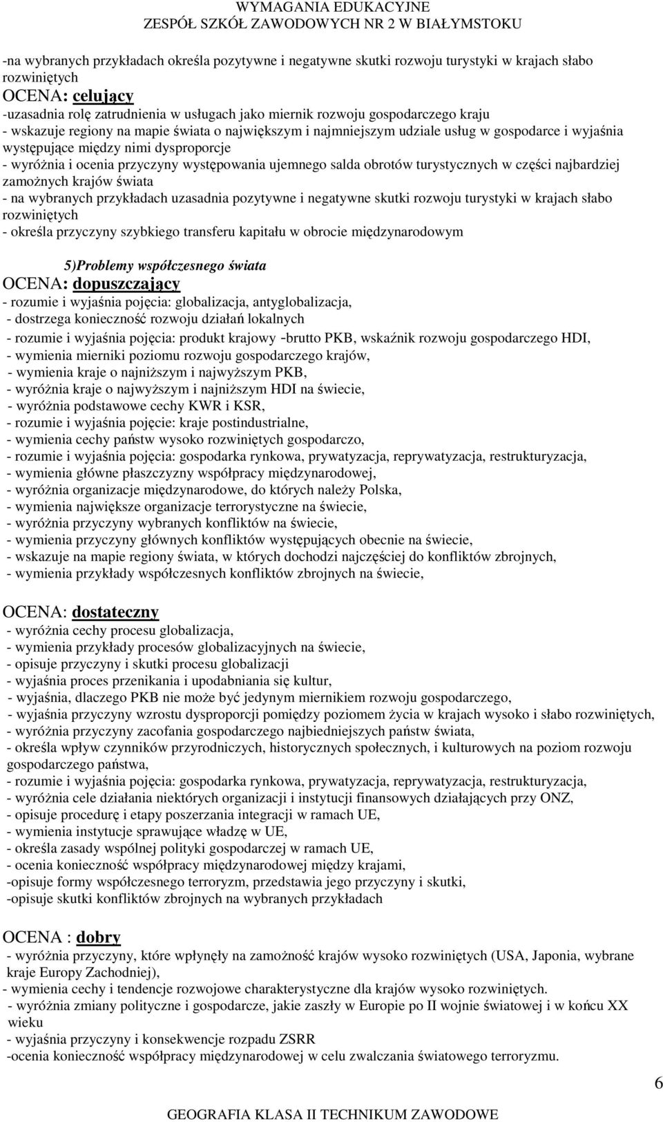 obrotów turystycznych w części najbardziej zamoŝnych krajów świata - na wybranych przykładach uzasadnia pozytywne i negatywne skutki rozwoju turystyki w krajach słabo rozwiniętych - określa przyczyny