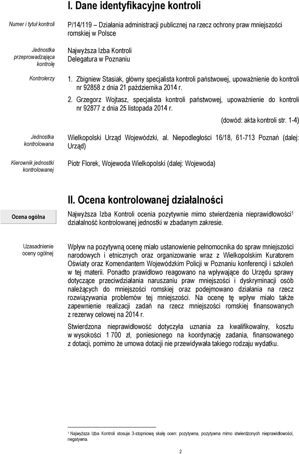 Zbigniew Stasiak, główny specjalista kontroli państwowej, upoważnienie do kontroli nr 92858 z dnia 21