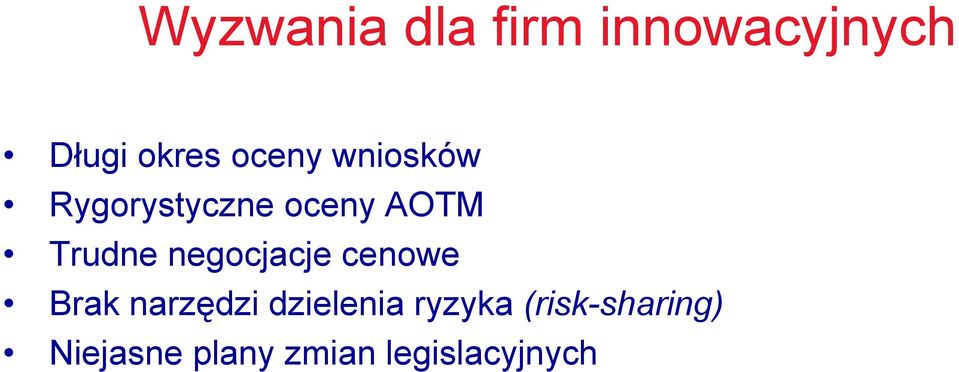 negocjacje cenowe Brak narzędzi dzielenia