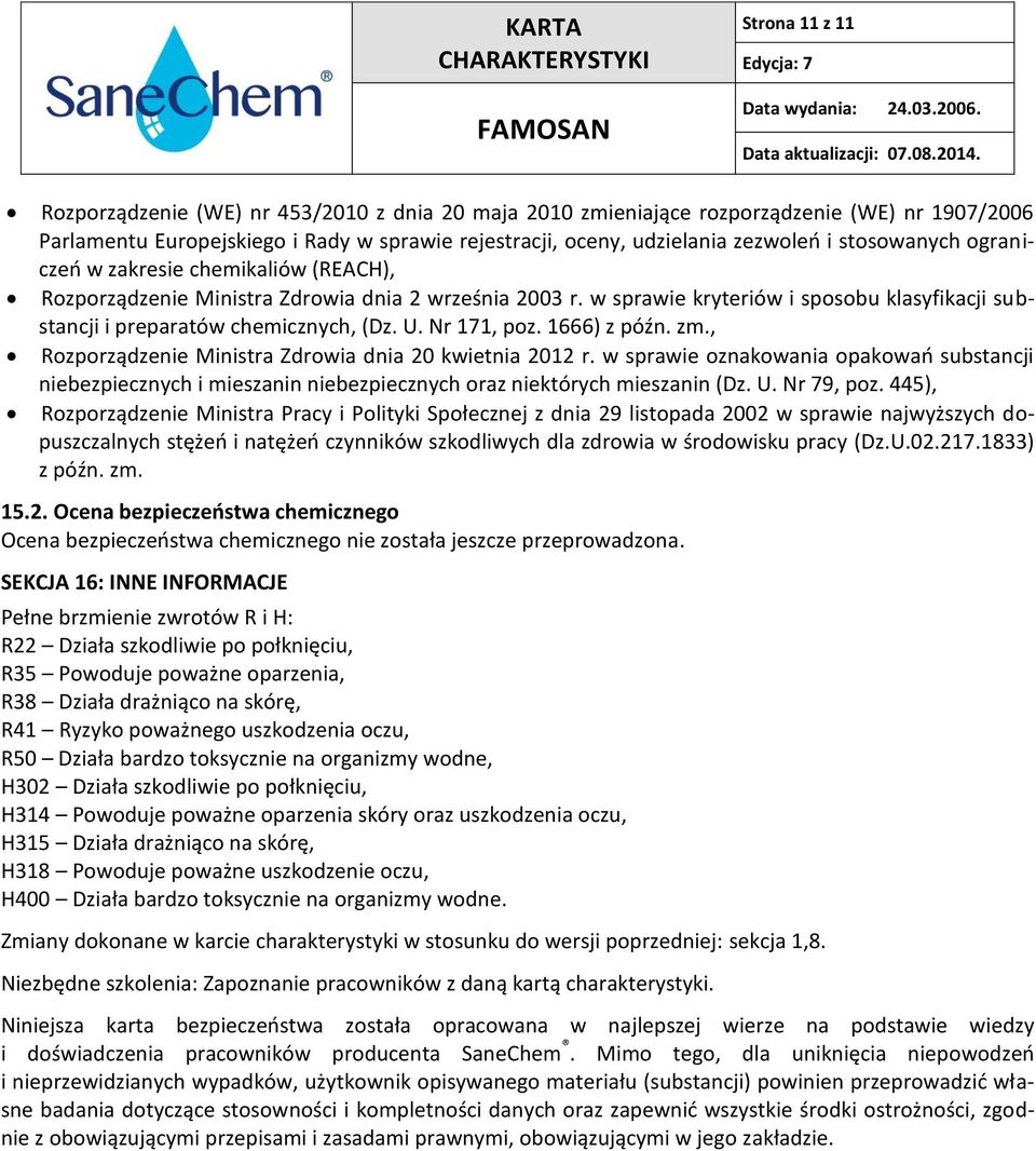 Nr 171, poz. 1666) z późn. zm., Rozporządzenie Ministra Zdrowia dnia 20 kwietnia 2012 r.
