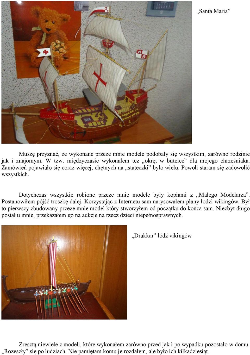Postanowiłem pójść troszkę dalej. Korzystając z Internetu sam narysowałem plany łodzi wikingów. Był to pierwszy zbudowany przeze mnie model który stworzyłem od początku do końca sam.