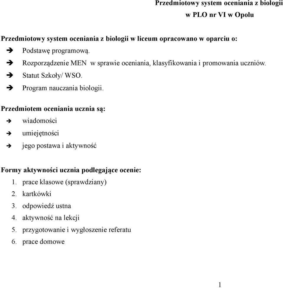 Program nauczania biologii.