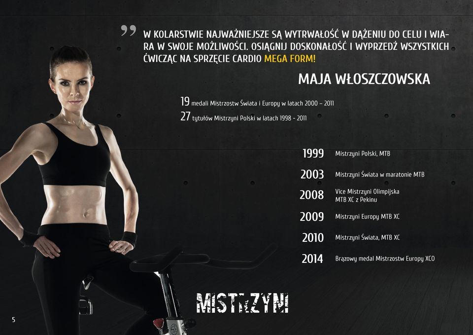 MAJA WŁOSZCZOWSKA 19 medali Mistrzostw Świata i Europy w latach 2000 2011 27 tytułów Mistrzyni Polski w latach 1998-2011 1999