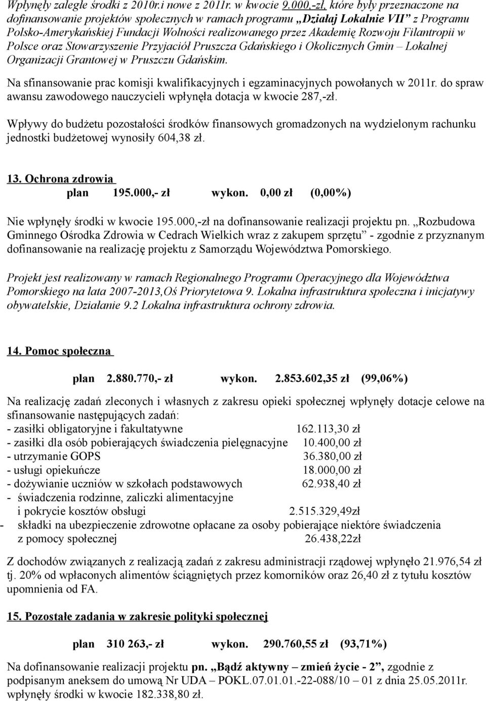 Filantropii w Polsce oraz Stowarzyszenie Przyjaciół Pruszcza Gdańskiego i Okolicznych Gmin Lokalnej Organizacji Grantowej w Pruszczu Gdańskim.