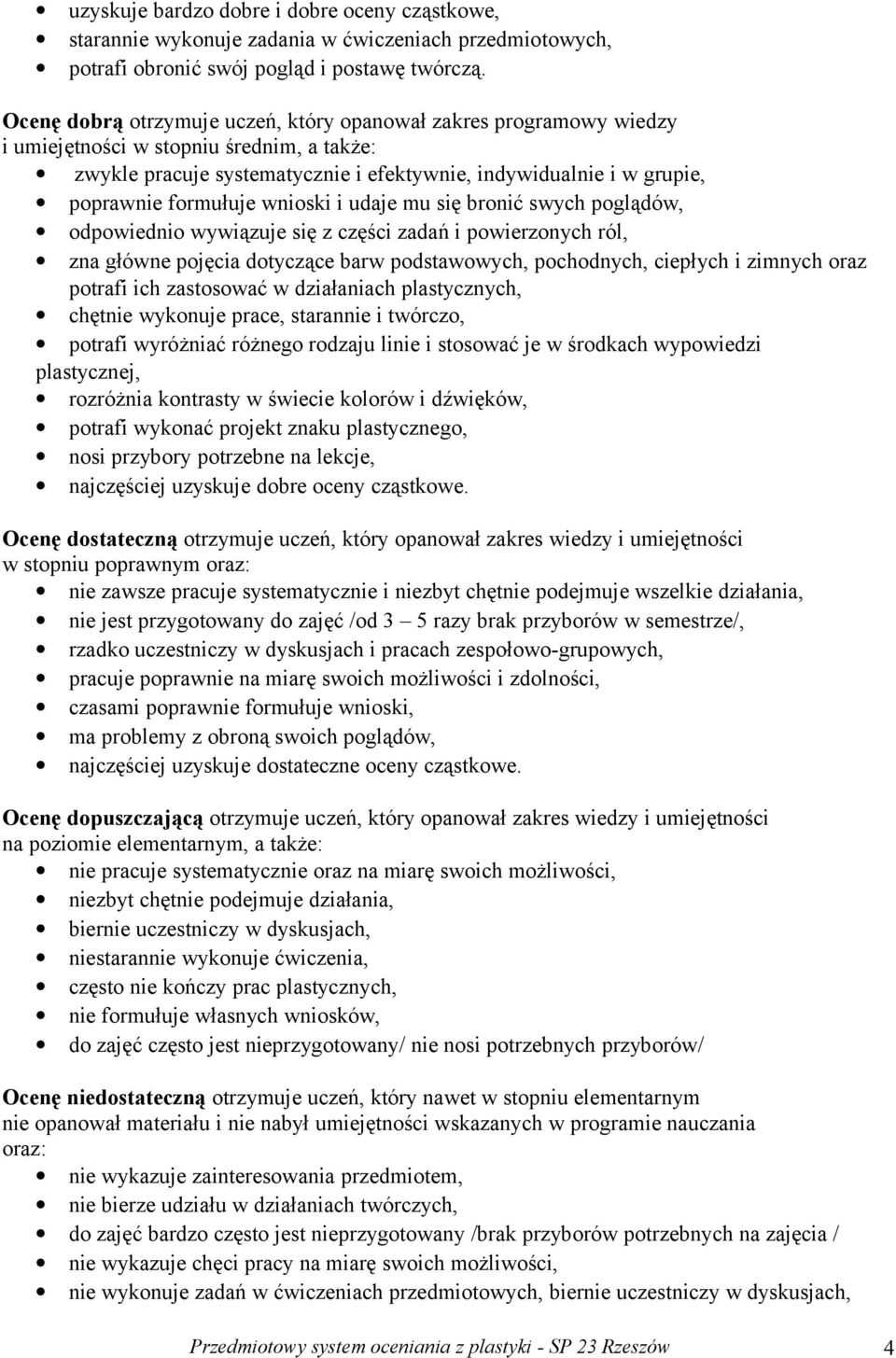 formułuje wnioski i udaje mu się bronić swych poglądów, odpowiednio wywiązuje się z części zadań i powierzonych ról, zna główne pojęcia dotyczące barw podstawowych, pochodnych, ciepłych i zimnych