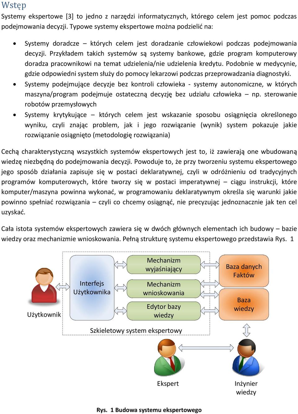 Przykładem takich systemów są systemy bankowe, gdzie program komputerowy doradza pracownikowi na temat udzielenia/nie udzielenia kredytu.