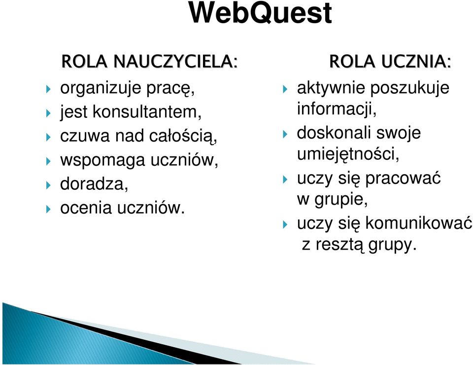 ROLA UCZNIA: aktywnie poszukuje informacji, doskonali swoje