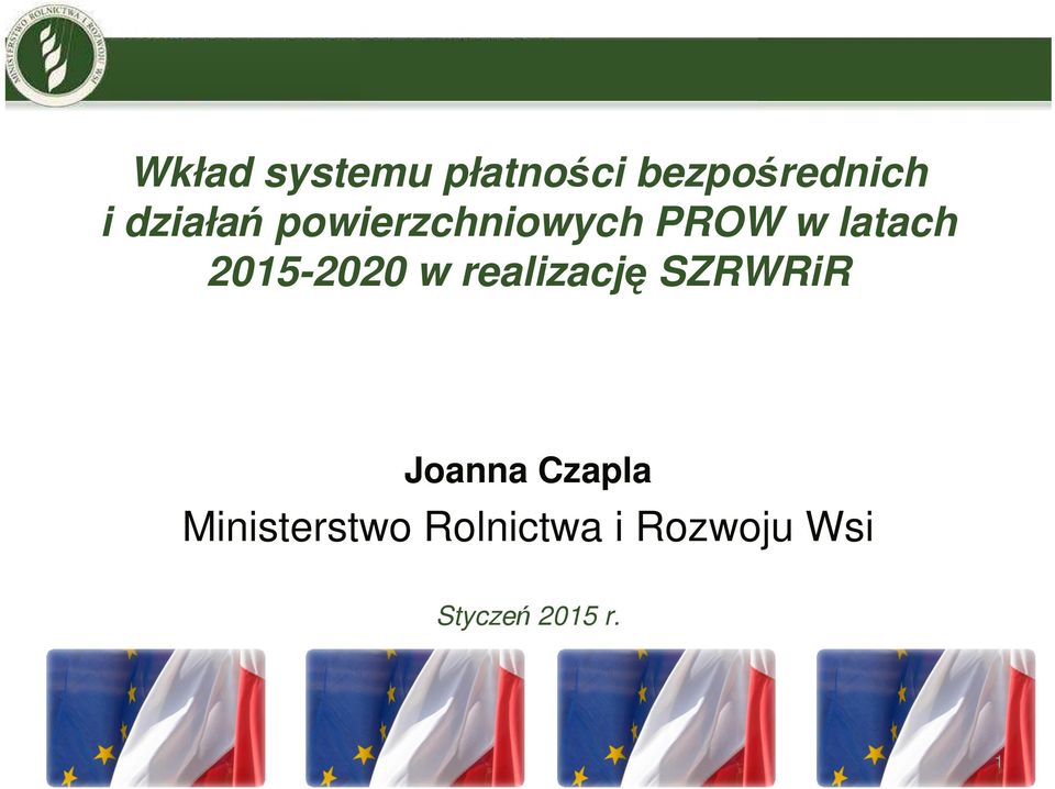 2015-2020 w realizację SZRWRiR Joanna Czapla