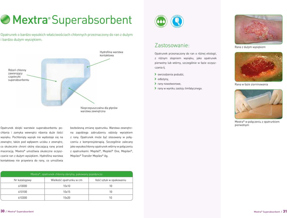 szczególnie w fazie oczyszczania tj. owrzodzenia podudzi, odleżyny, rany nowotworowe, rany w wyniku zastoju limfatycznego.