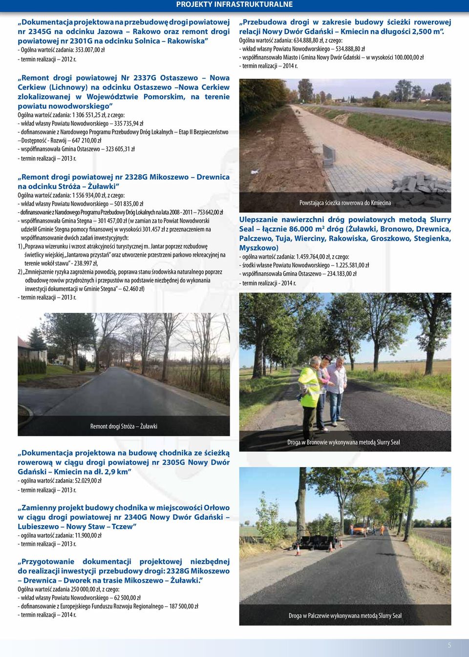Remont drogi powiatowej Nr 2337G Ostaszewo Nowa Cerkiew (Lichnowy) na odcinku Ostaszewo Nowa Cerkiew zlokalizowanej w Województwie Pomorskim, na terenie powiatu nowodworskiego Ogólna wartość zadania: