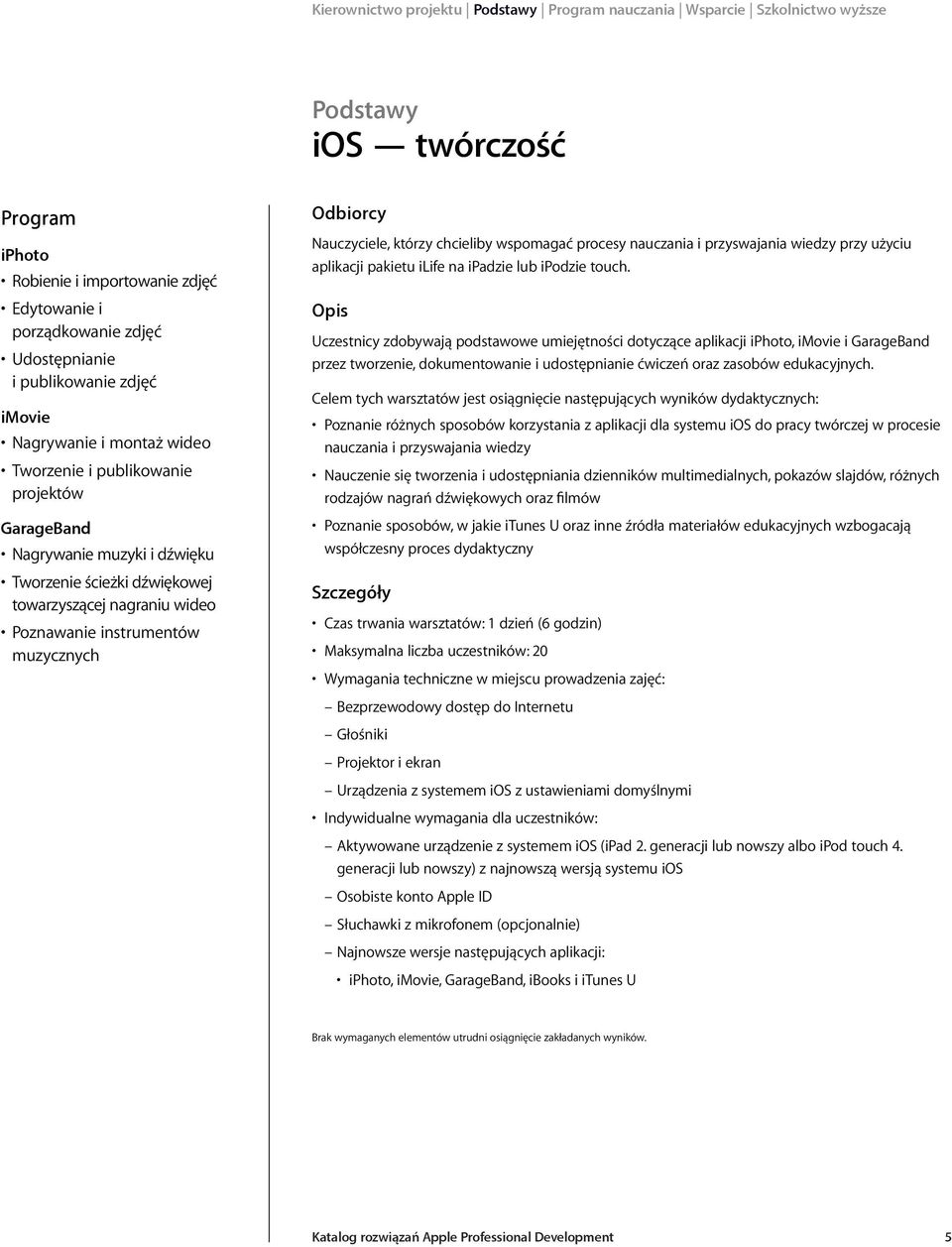 przyswajania wiedzy przy użyciu aplikacji pakietu ilife na ipadzie lub ipodzie touch.
