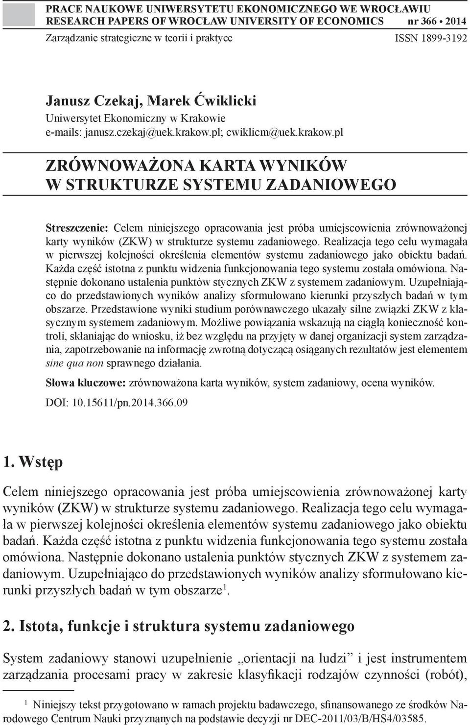 pl; cwiklicm@uek.krakow.