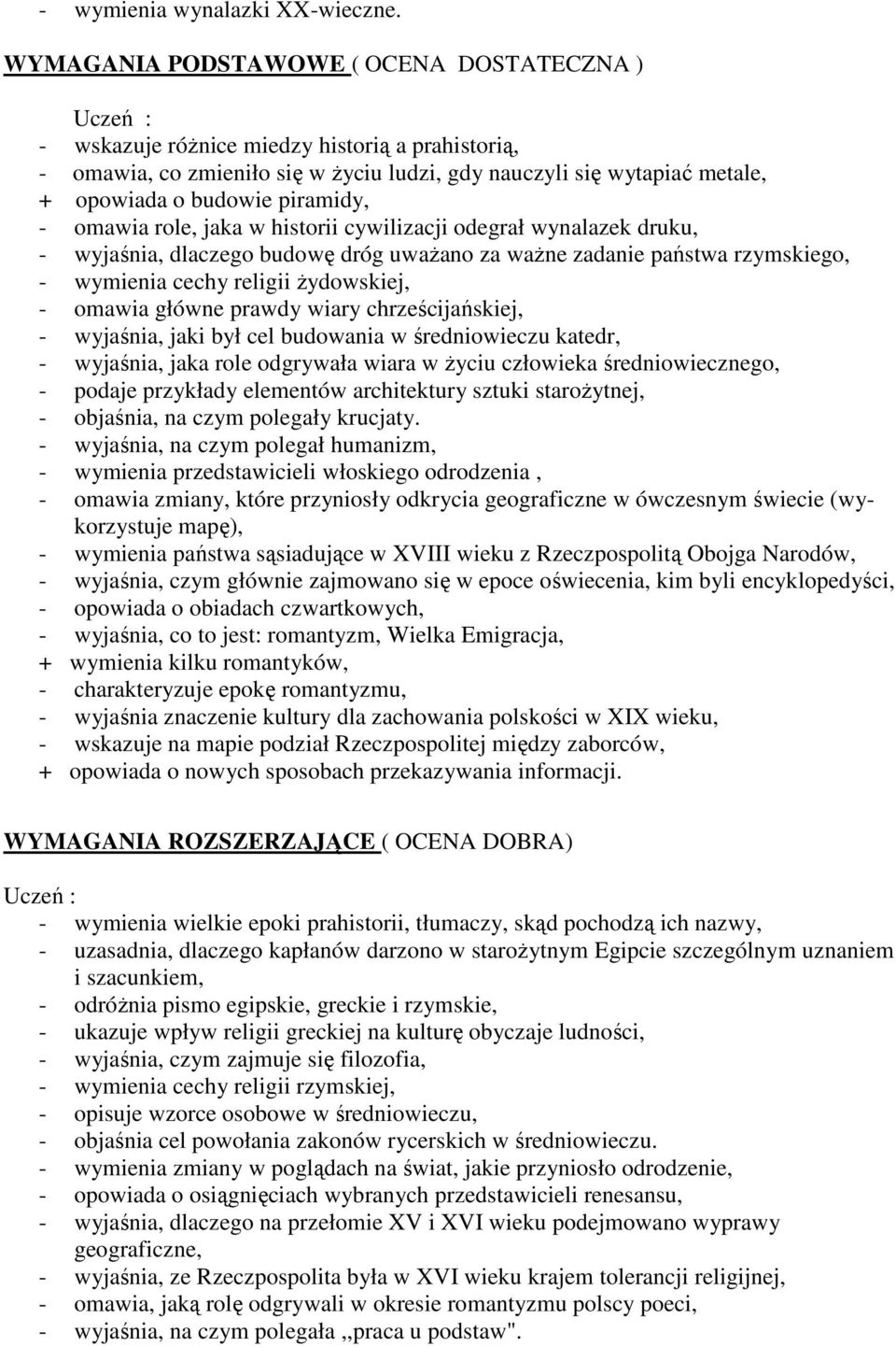 - omawia role, jaka w historii cywilizacji odegrał wynalazek druku, - wyjaśnia, dlaczego budowę dróg uwaŝano za waŝne zadanie państwa rzymskiego, - wymienia cechy religii Ŝydowskiej, - omawia główne
