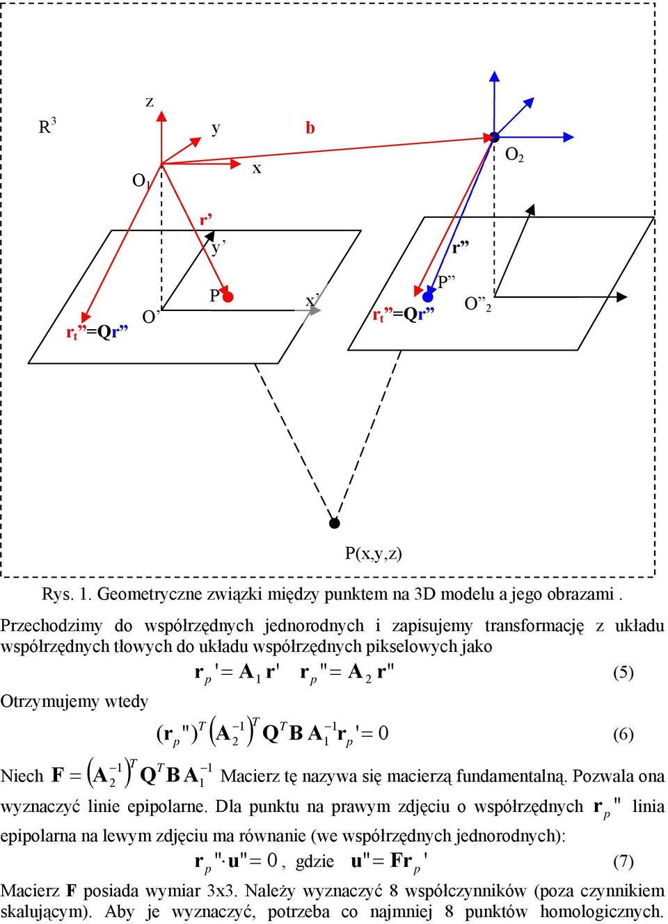 A Q B A r ' (6) ( 2 ) 1 = 0 1 1 ( A ) Q B F = A Niech 2 1 Macierz tę nazywa się macierzą fundamentalną. Pozwala ona wyznaczyć linie eiolarne.