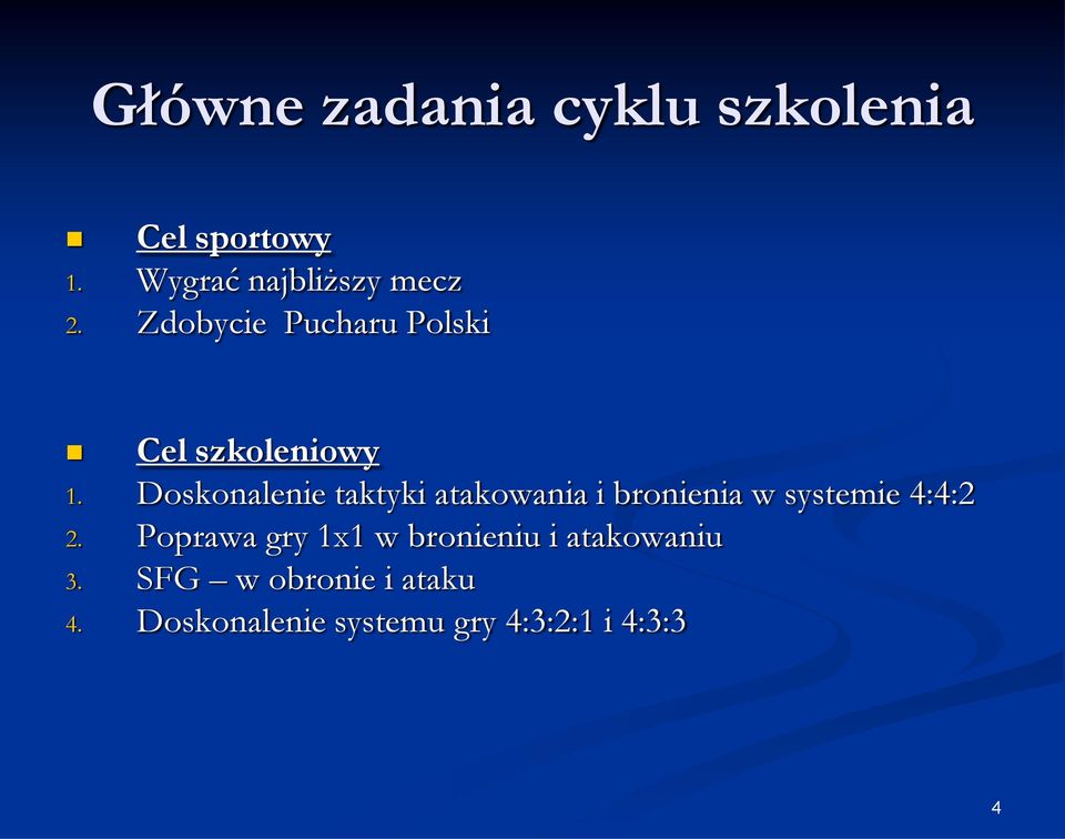 Doskonalenie taktyki atakowania i bronienia w systemie 4:4:2 2.