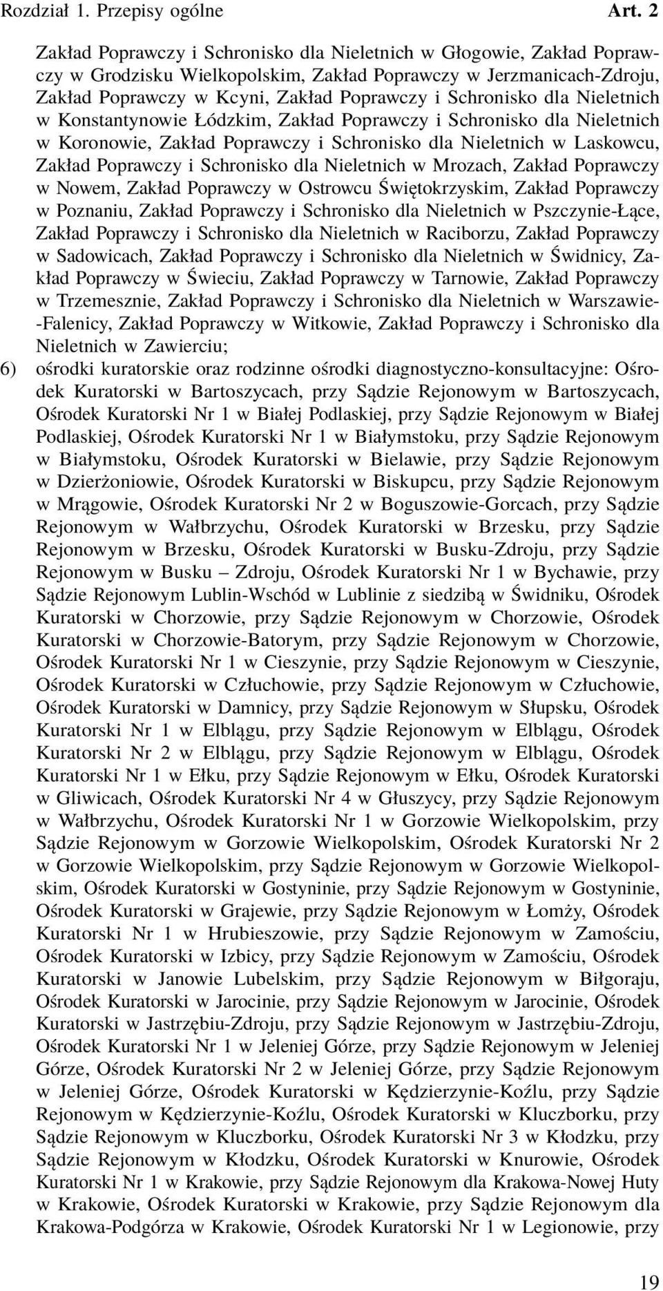 dla Nieletnich w Mrozach, Zakład Poprawczy w Nowem, Zakład Poprawczy w Ostrowcu Świętokrzyskim, Zakład Poprawczy w Poznaniu, Zakład Poprawczy i Schronisko dla Nieletnich w Pszczynie-Łące, Zakład