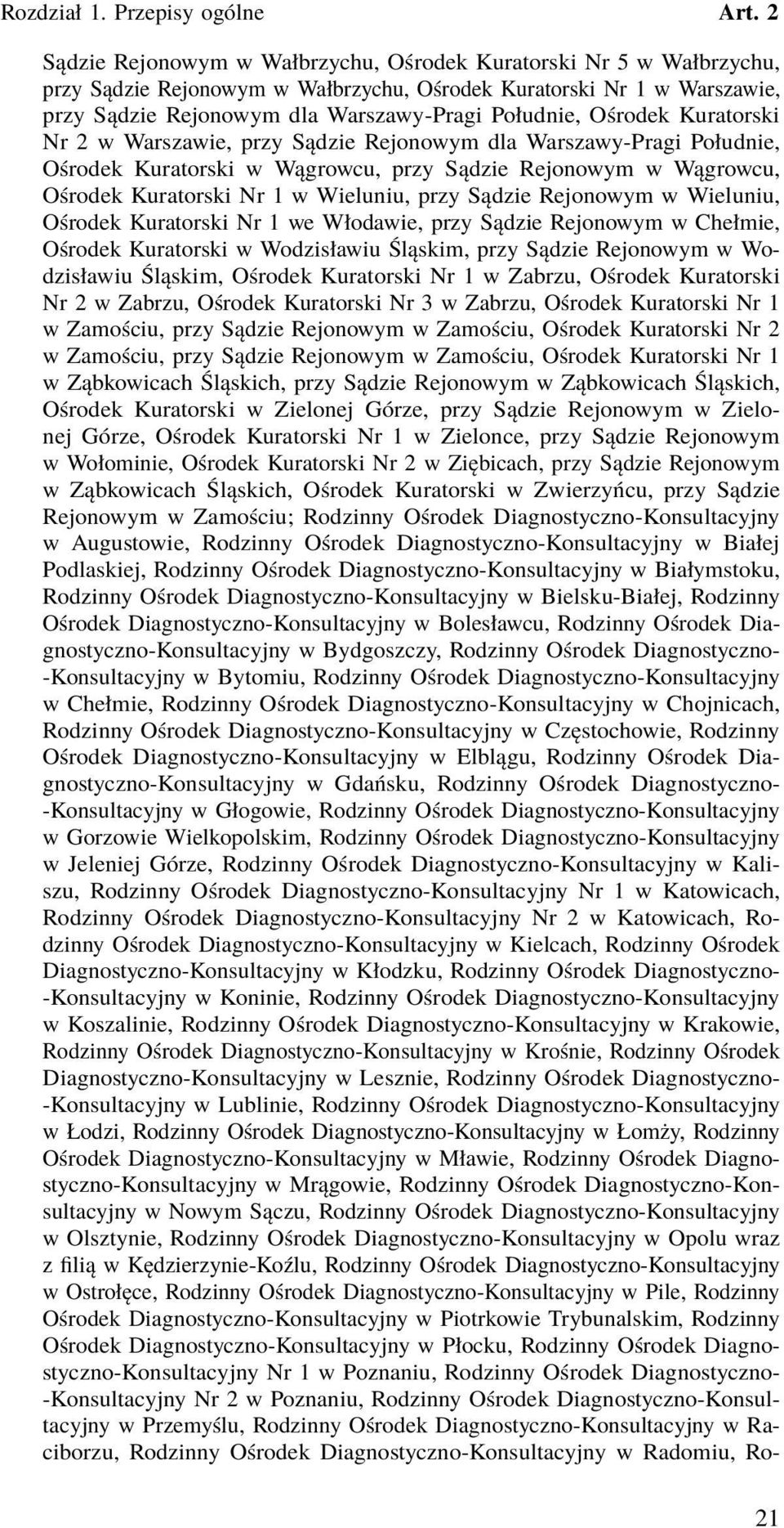 Sądzie Rejonowym w Wieluniu, Ośrodek Kuratorski Nr 1 we Włodawie, przy Sądzie Rejonowym w Chełmie, Ośrodek Kuratorski w Wodzisławiu Śląskim, przy Sądzie Rejonowym w Wodzisławiu Śląskim, Ośrodek