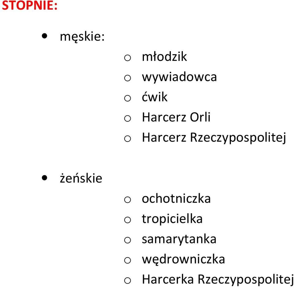 Rzeczypospolitej żeńskie o ochotniczka o