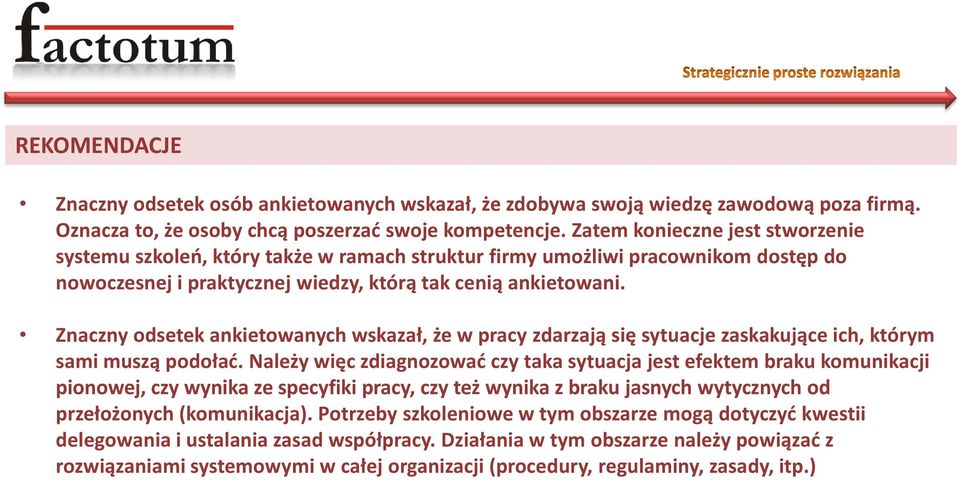 Znaczny odsetek ankietowanych wskazał, że w pracy zdarzają się sytuacje zaskakujące ich, którym sami muszą podoład.