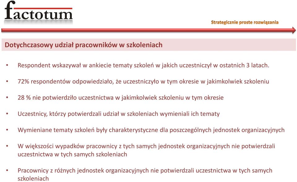 którzy potwierdzali udział w szkoleniach wymieniali ich tematy Wymieniane tematy szkoleo były charakterystyczne dla poszczególnych jednostek organizacyjnych W większości