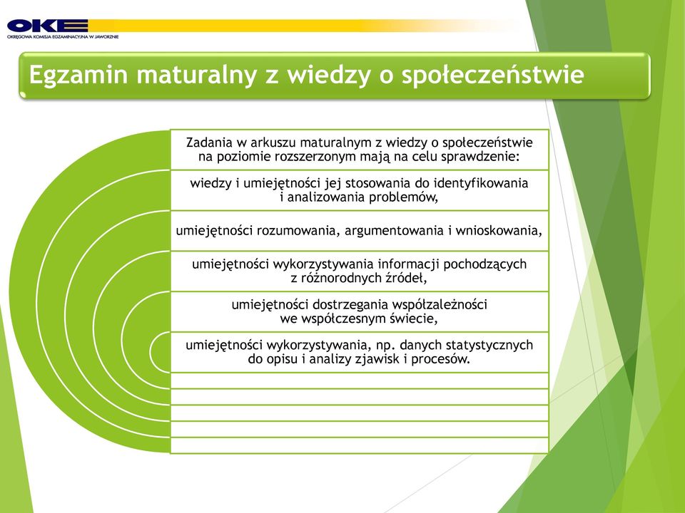 argumentowania i wnioskowania, umiejętności wykorzystywania informacji pochodzących z różnorodnych źródeł, umiejętności