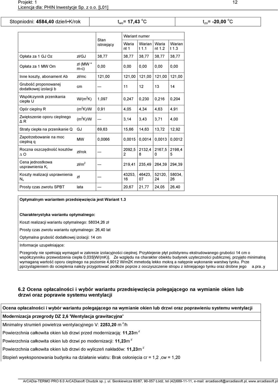 izolacji b Współczynnik przenikania ciepła U cm --- 2 3 4 W/(m 2 K),097 0,247 0,230 0,26 0,204 Opór cieplny R (m 2 K)/W 0,9 4,05 4,34 4,63 4,9 Zwiększenie oporu cieplnego Δ R (m 2 K)/W --- 3,4 3,43