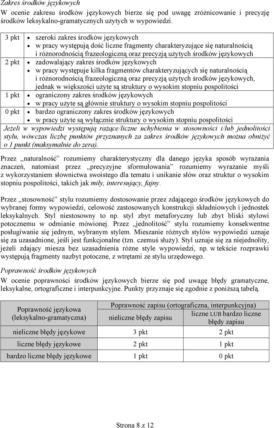 zadowalający zakres środków językowych w pracy występuje kilka fragmentów charakteryzujących się naturalnością i różnorodnością frazeologiczną oraz precyzją użytych środków językowych, jednak w